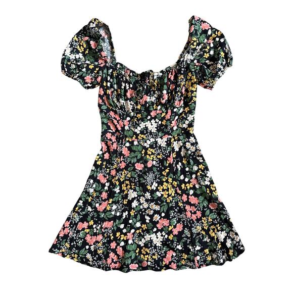 Women’s Reformation Black Floral Flowery Corbin Dress Size 4 - Picture 2 of 6